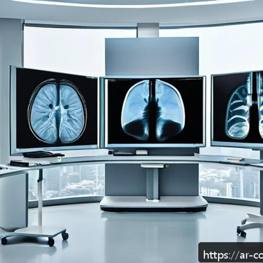AI 기반 헬스케어 솔루션 - A modern Arab hospital radiology department showcasing advanced deep learning AI systems analyzing h...