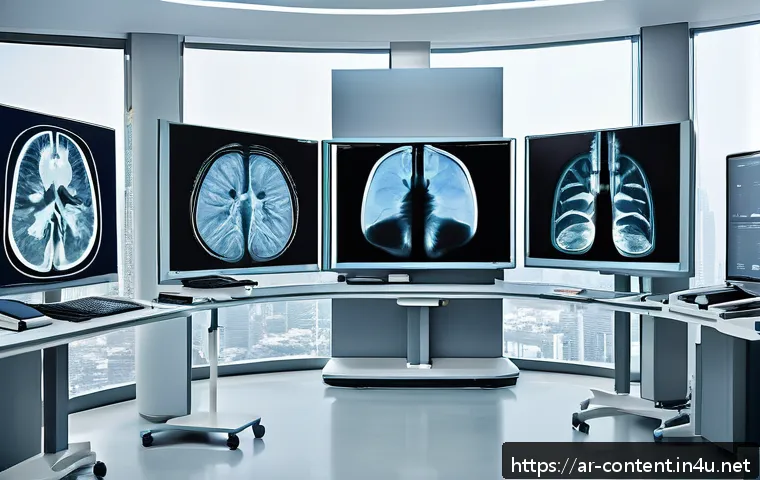 AI 기반 헬스케어 솔루션 - A modern Arab hospital radiology department showcasing advanced deep learning AI systems analyzing h...
